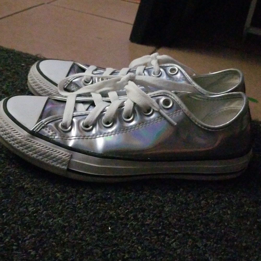 Iridescent holographic converse shoes